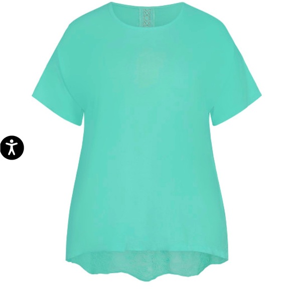 NWT Avenue embroidered top in aqua size 20 - Picture 3 of 5